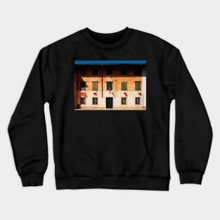 Italian Flags on Rural Building Crewneck Sweatshirt